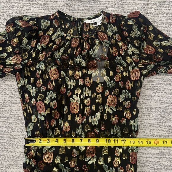 NWT VERONICA BEARD Black Gold Metallic Foil ROBIN Silk Ruched Mini Dress Size 2 - Picture 10 of 15